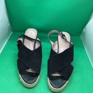 H by Halston Black Suede Wedges